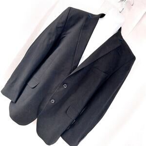 BILLY LONDON! LUXE BLACK HAND FINISHED, RED SATIN LINED 2 BUTTON BLAZER! SZ 44R